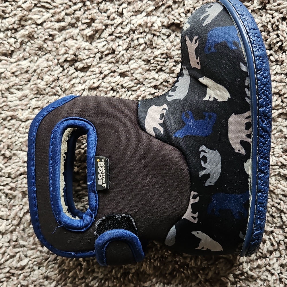 GUC Bogs Neoprene Waterproof Winter Snow Boots Baby Polar Bear Print Blue Size 7 - Picture 9 of 12